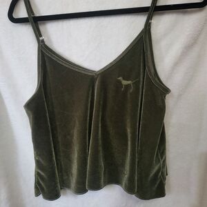 PINK by VICTORIA'S SECRET Spaghetti Strap Velvet Green Tank Top Women's Size SP